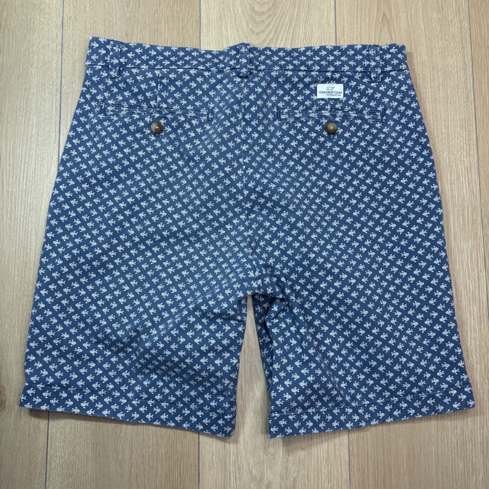 Vineyard Vines Mens 32 Blue White Fish Print Breaker Shorts Preppy Nautical AOP - Picture 4 of 8